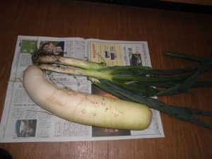 「頂いた新鮮野菜を食べて健康そのもの」